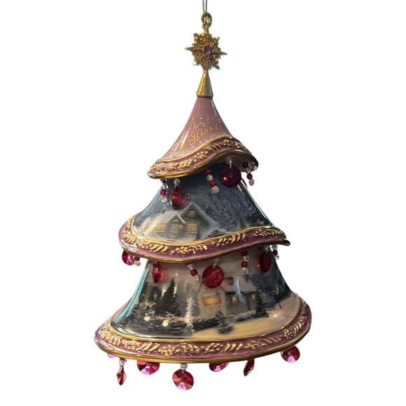 Thomas Kinkade Bradford Exchange Christmas Ornament 3 Trees Heirloom Victorian - Picture 9 of 13